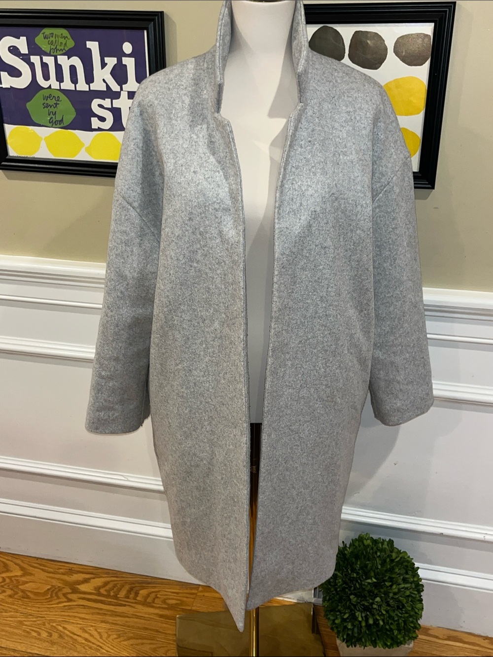 Vuori Soho Oversized Open Front Melton Overcoat - Picture 6 of 14
